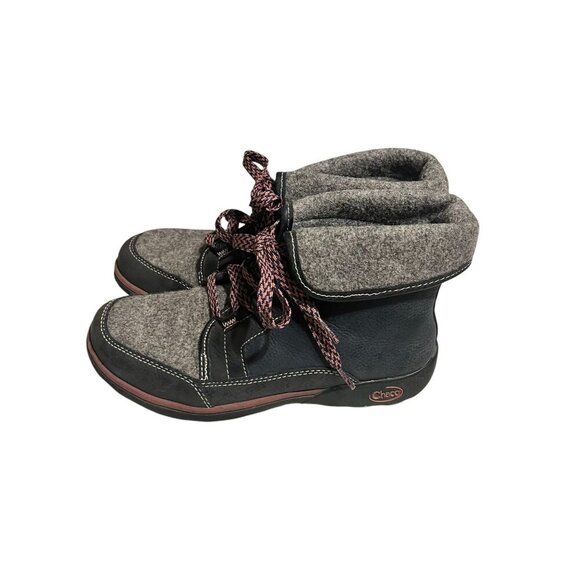 Chaco Womens Lace-Up Wool & Leather Ankle Boots Size 7.5 Gray/Black Durable - Picture 5 of 12